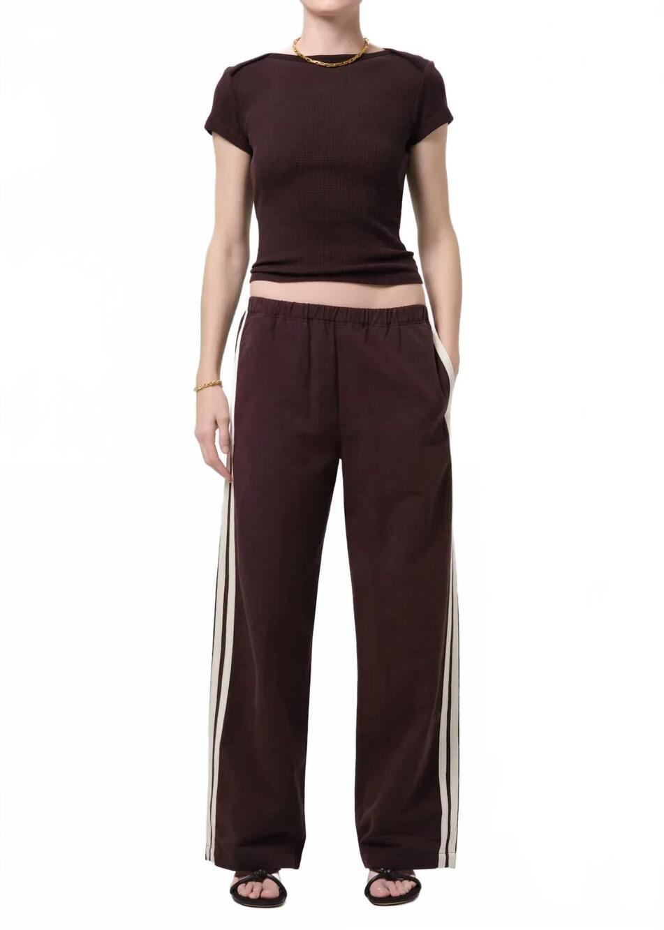 NEW CITIZENS OF HUMANITY aurora track pant in chocolate